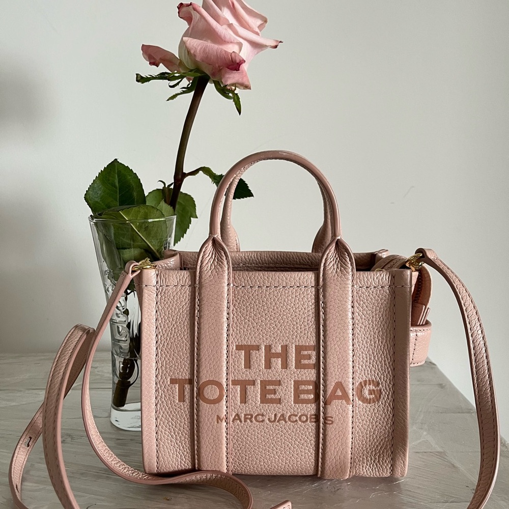 Marc Jacobs Pink Leather Tote Bag with Crossbody Strap